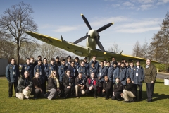 AIR CADETS FROM CANADA VISIT RAF NORTHOLT.
PICTURED IN FRONT OF THE RAF SPITFIRE GATE GUARDIAN.